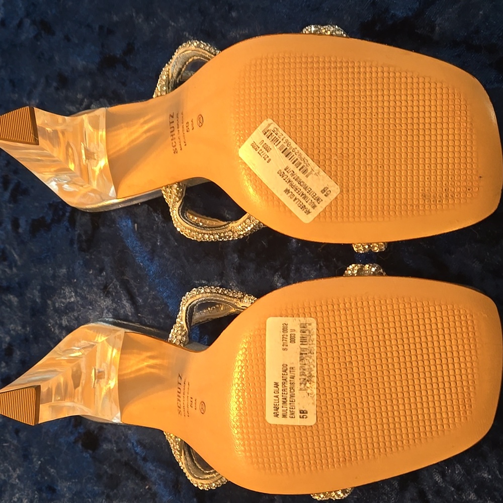 Like New Schutz Women's SilverArabella Glam Embellished Sandals Size 5 - Picture 4 of 8